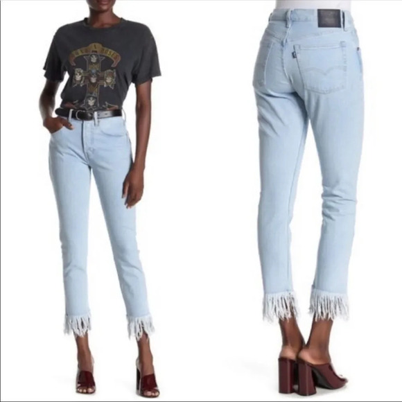 Levi's Made & Crafted Skinny Frayed Fringe Hem High Rise Jeans - Picture 1 of 11